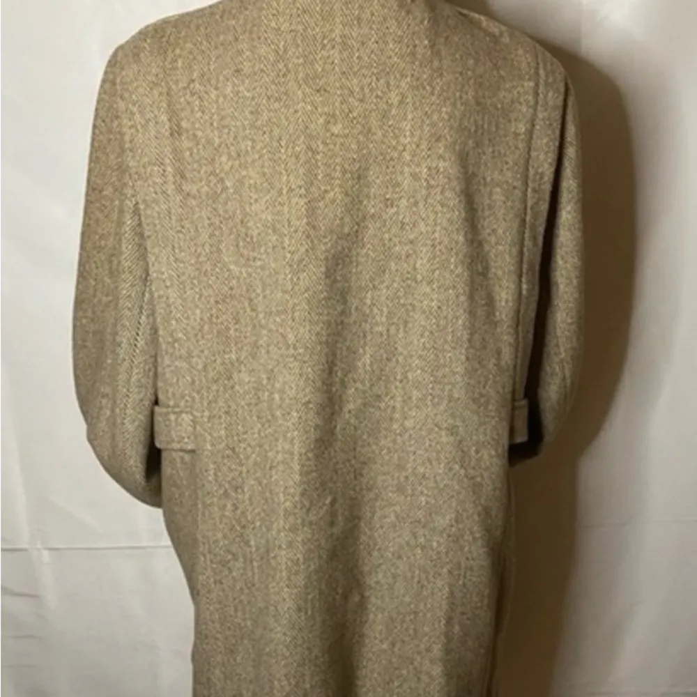Vintage Arlette Tweed Camel Herringbone Menswear Style Pea Coat. Brown Size L - Image 5