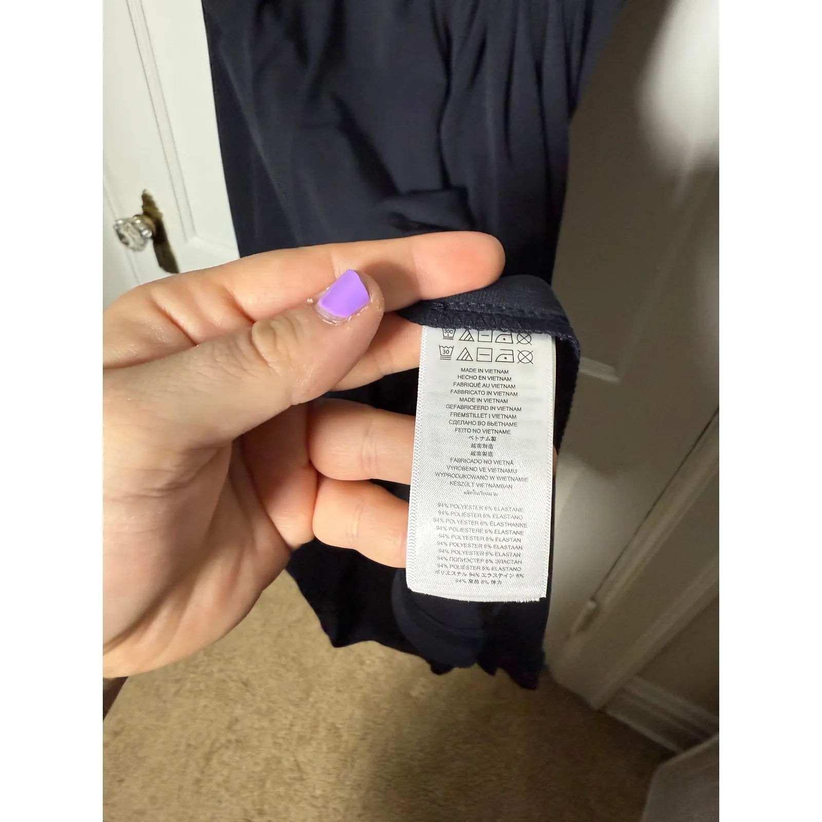 Michael Kors Navy Blue Faux Wrap Slinky Cap Sleeve Stretch Dress Women's XL - Image 7