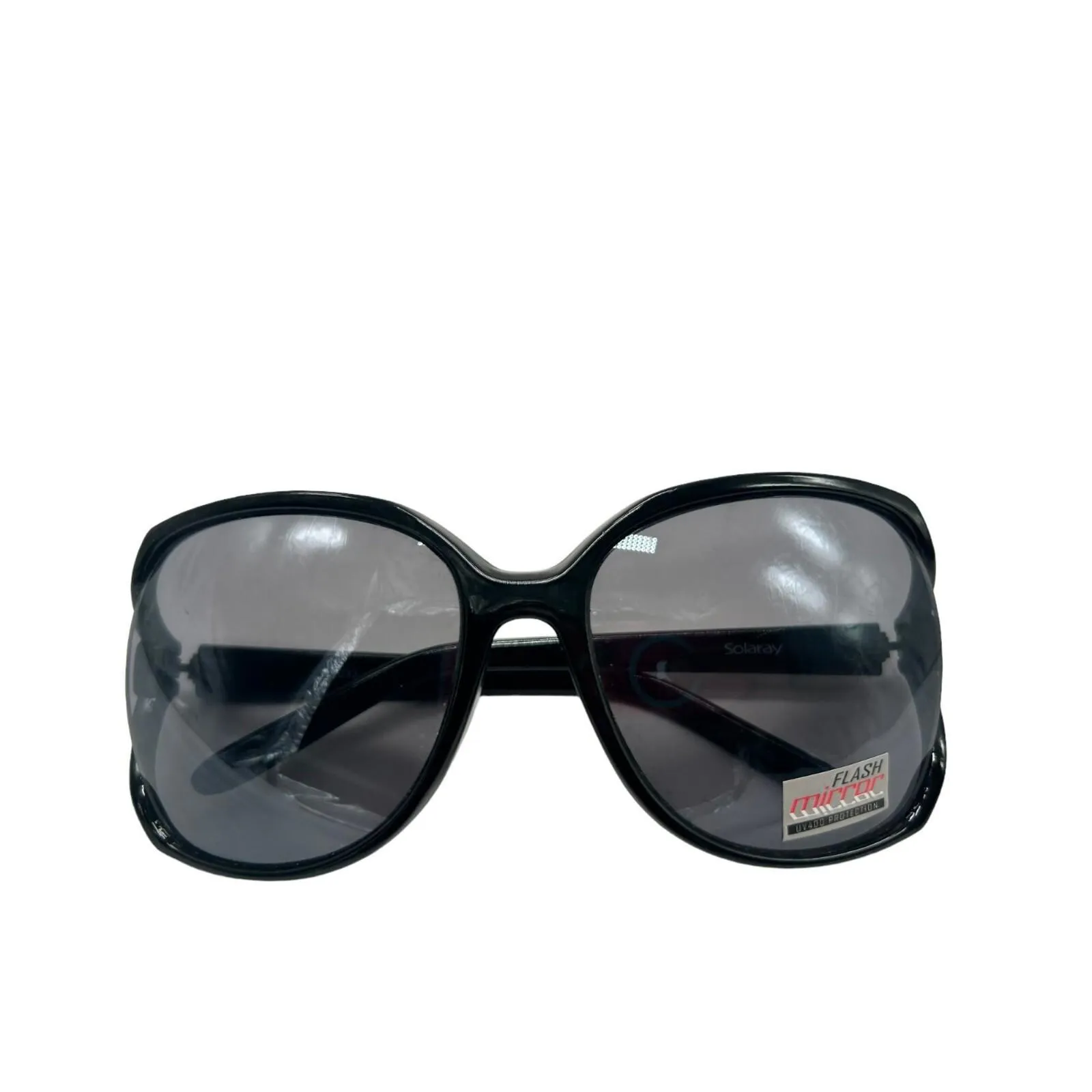 Solary Butterfly Round Face Cover Bug Eyes Sunglasses Oversized Polarized Black - Image 8