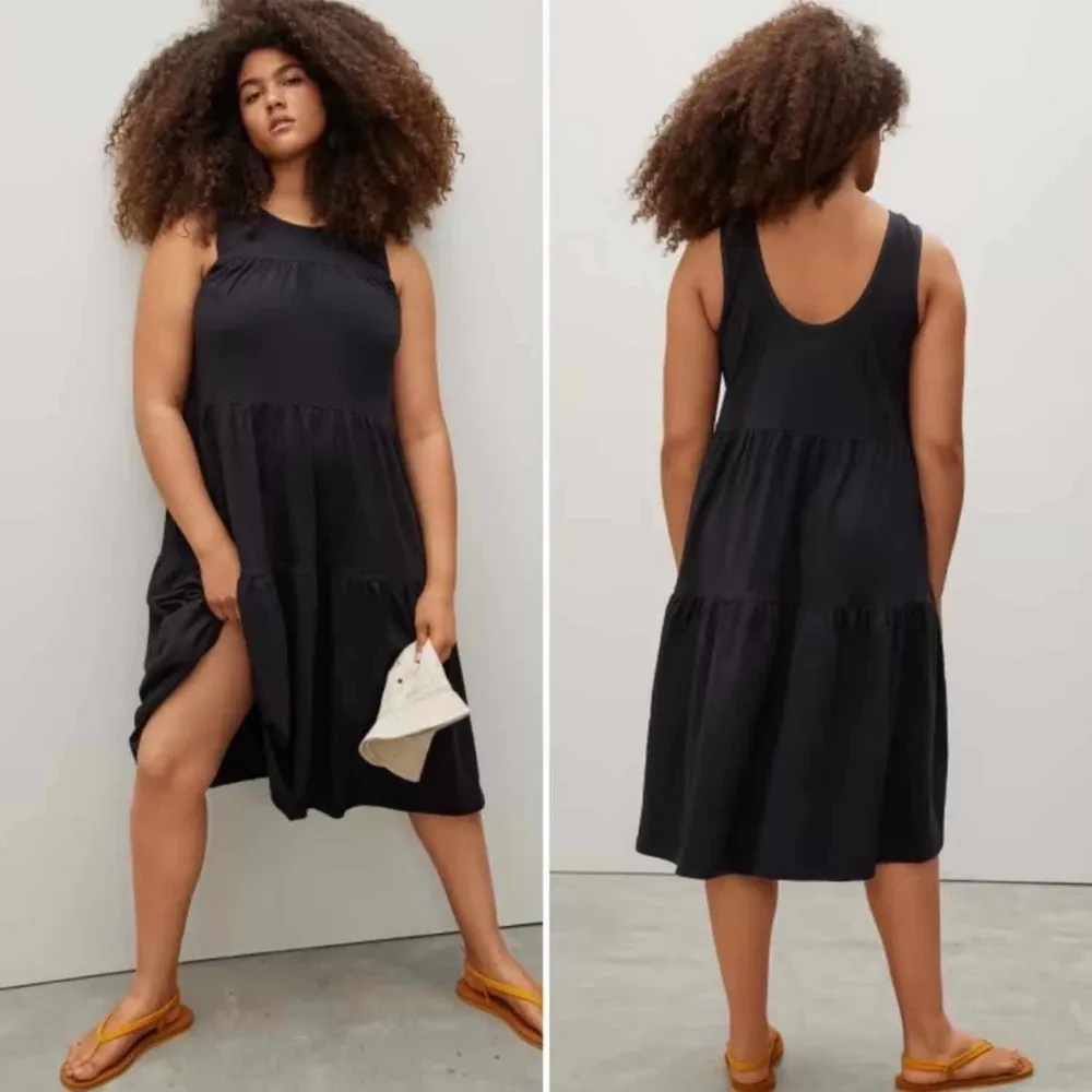 Everlane The Weekend Tiered Black Midi Dress Size XS - Image 4