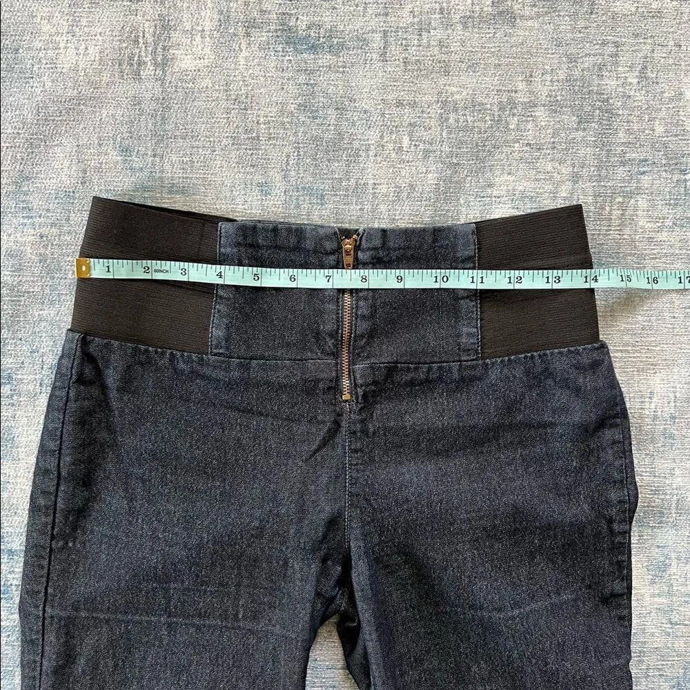 Heart Breaker Dark Wash Elastic Waist Zippered Skinny Jeans Medium Blue Size undefined - Image 4