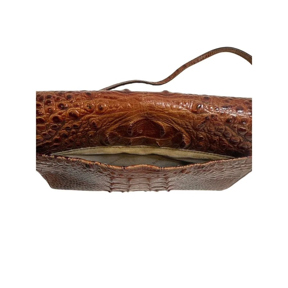 Brahmin Brown Leather Textured Reptile Shoulder Bag Purse Magnetic Closure OS - Image 6