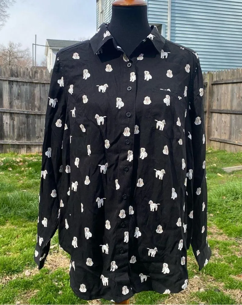 TORRID LIZZIE RAYON TWILL BUTTON-UP DOG LONG SLEEVE SHIRT - Image 4