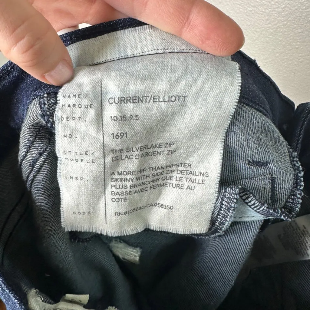 Current/Elliott The Silverlake Zip in D'argent Zip Skinny Jeans Size 26 Low Rise - Image 10