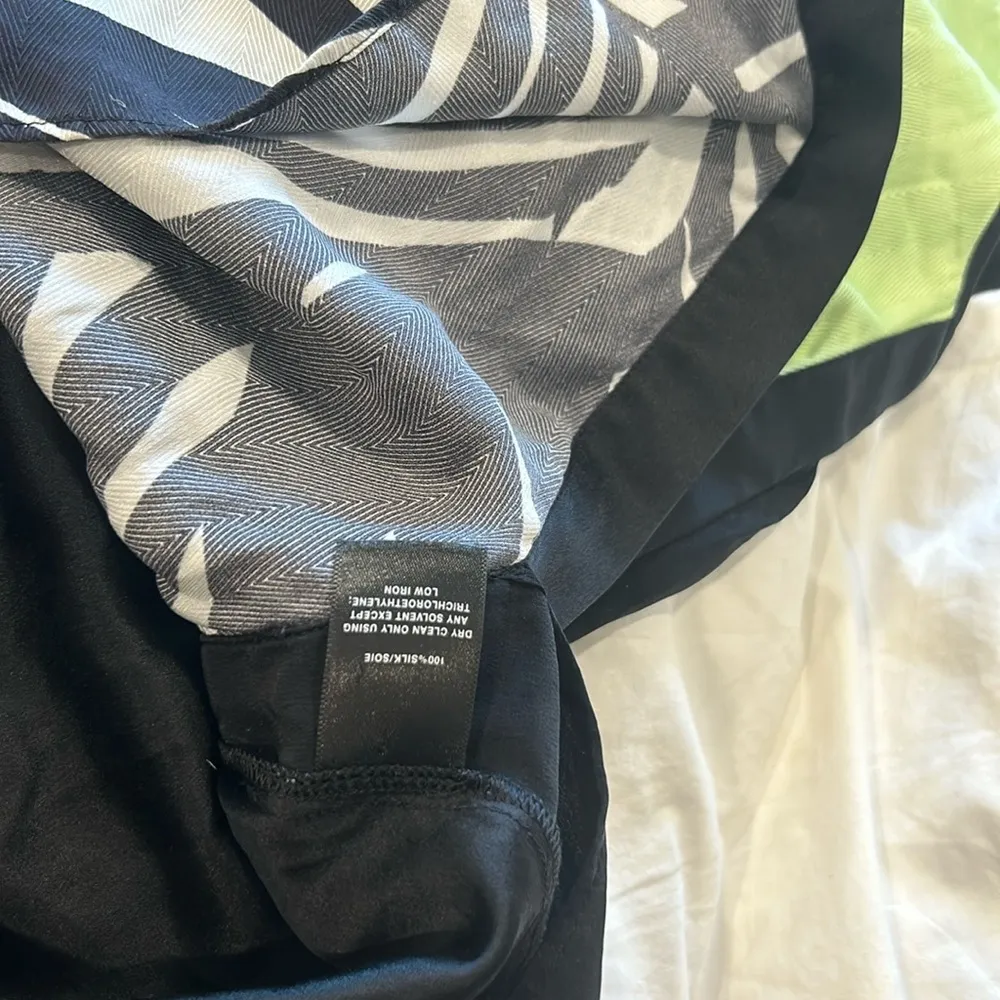 Lafayette 148 New York Women Silk Leaf Print Sleeveless Blouse Top Black Size 4 - Image 6