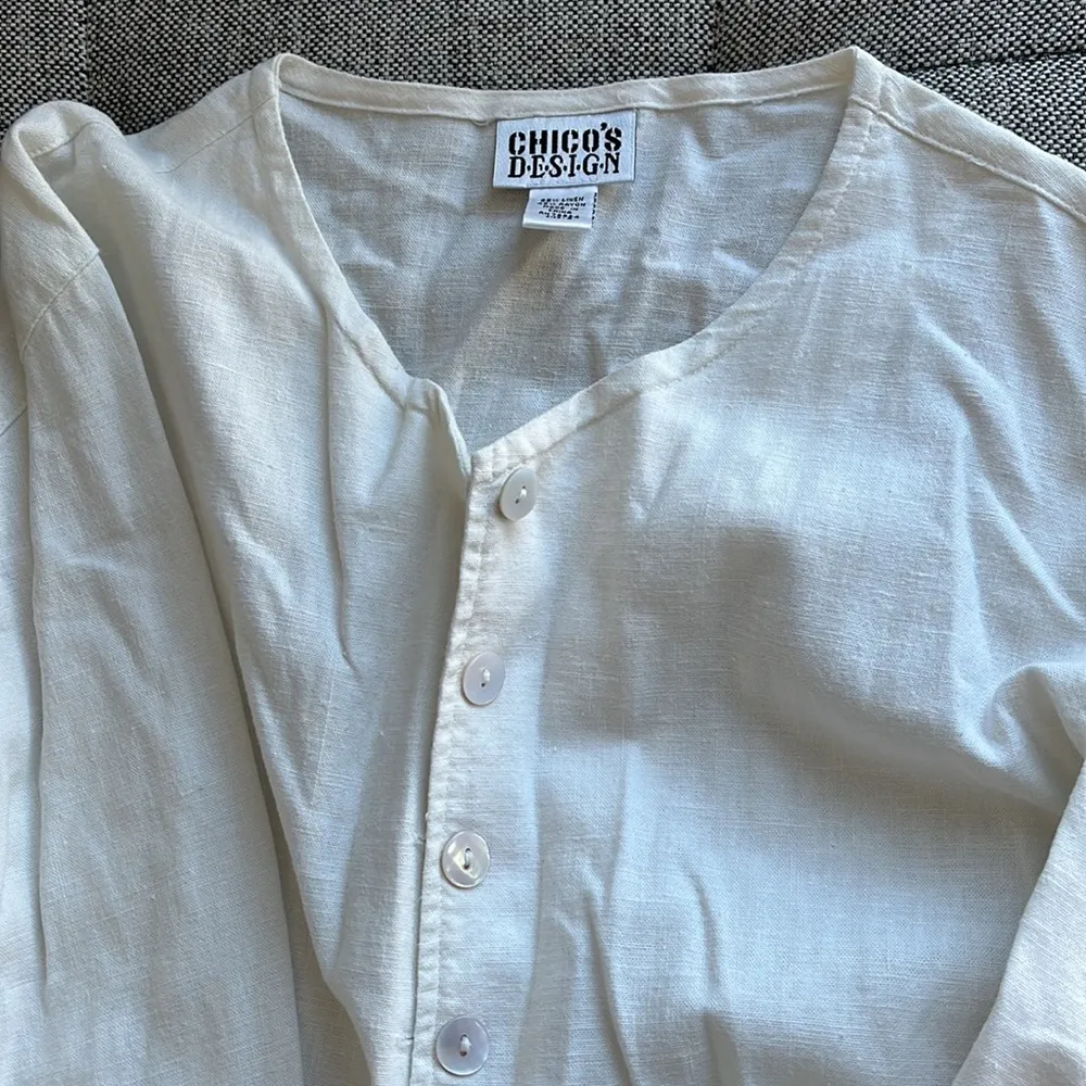 White linen Chicos button up lightweight jacket - Image 3