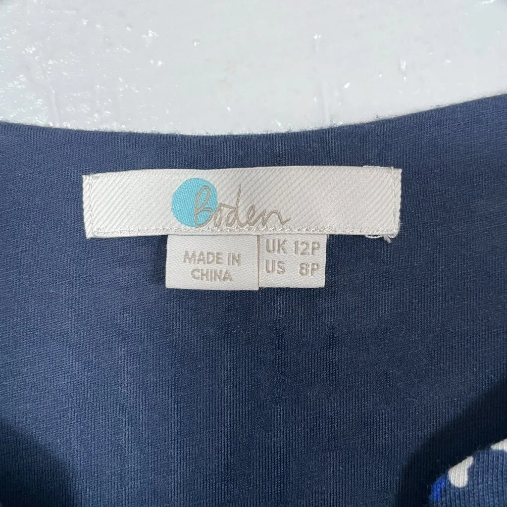 Boden Women 8P Petite Blue Floral Emory Jersey Dress Sheath Midi Lined Bodice - Image 5