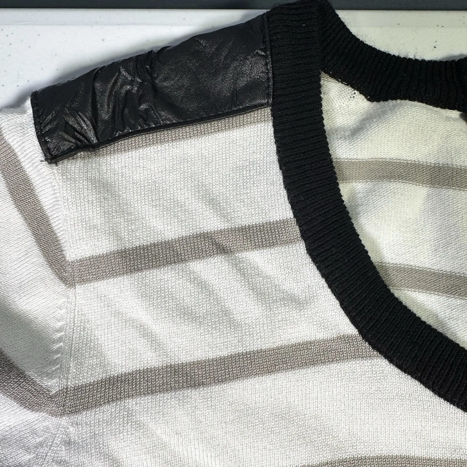 Dots Brand, Women's‎ Large Striped Blue Green Edgy Fitted Dress above the Knee - Image 5