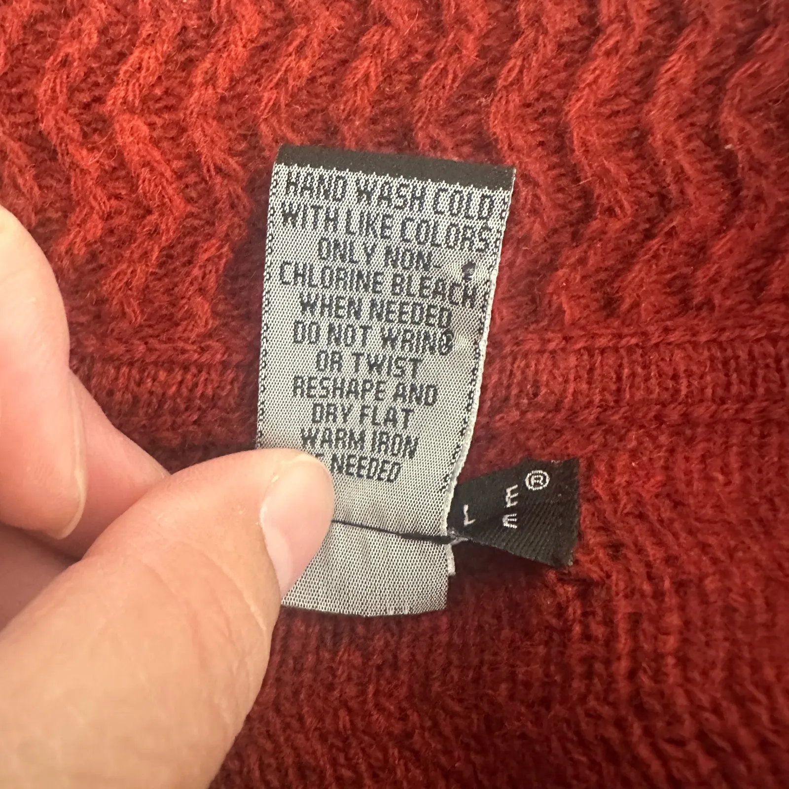 Carole Little 100% Lambswool Cardigan Sweater Womens‎ Large Collar Knit Rust Red - Image 7