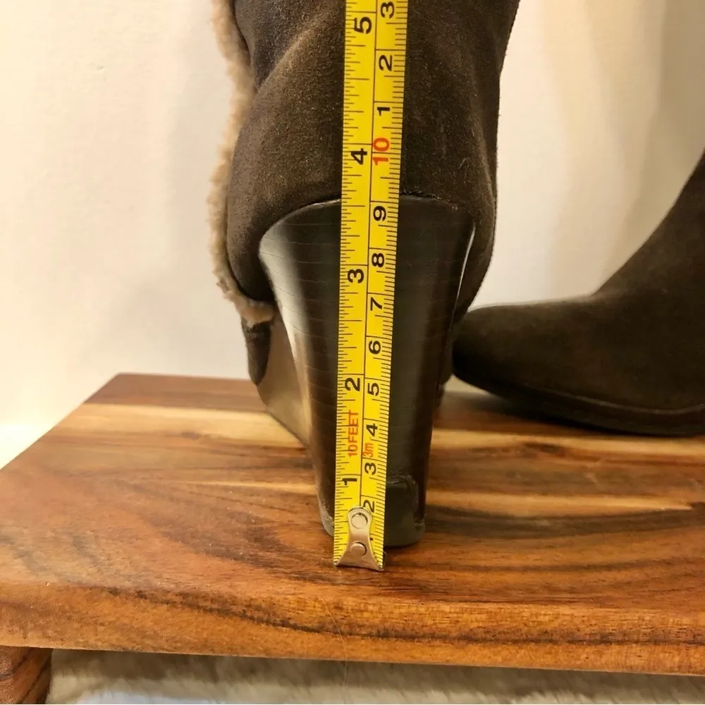 Kenneth Cole Reaction Triple Flirt Suede Wedge Boot 8.5 Brown - Image 13