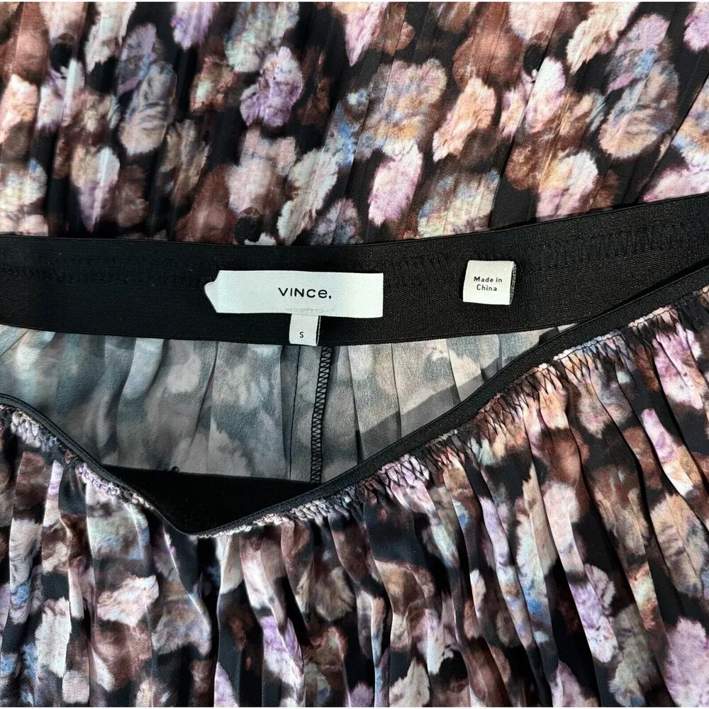 Vince Women Pants Black Brown Floral Pleated Culotte Hi Rise Wide Leg Boho Small - Image 7