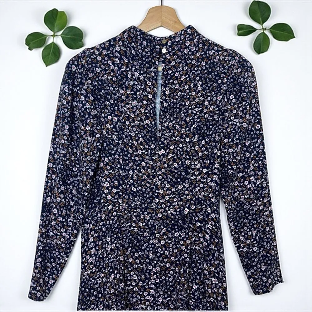 LOFT Long Sleeve Mock Neck Mini Dress in Forever Navy Ditsy Floral - Image 7