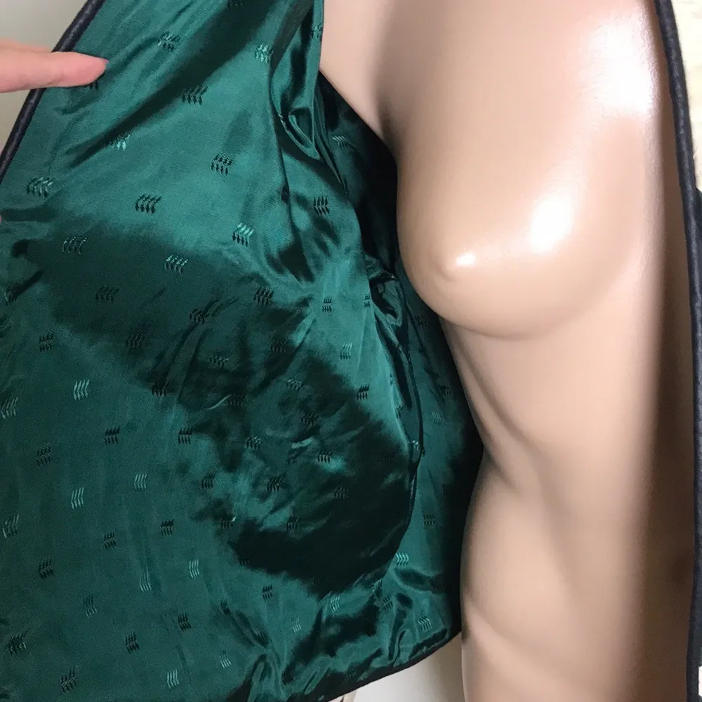 Quilted Jacket Coat Quilt Starburst Red Green Cream Cottage Size L - Image 4