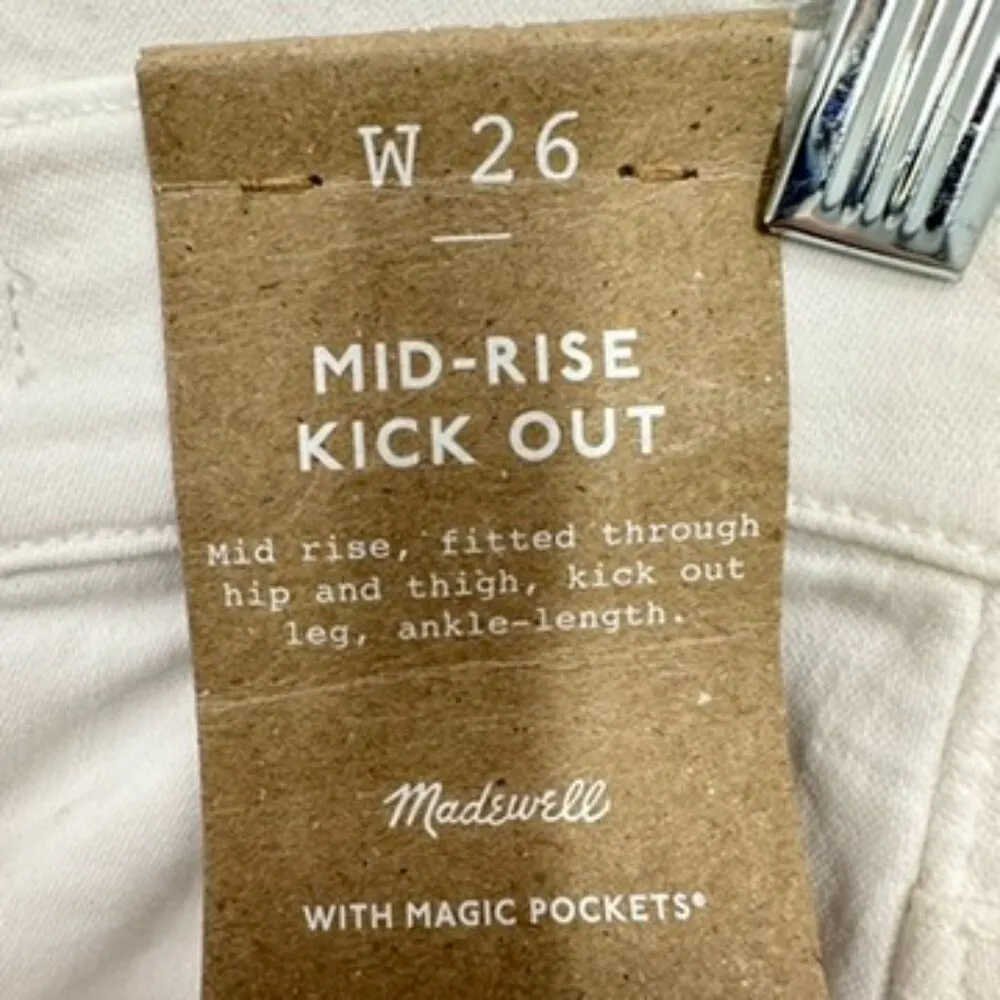 Madewell Women's Size 26 Mid Rise Kick Out Crop White Denim Jeans NWT Summer‎ - Image 3