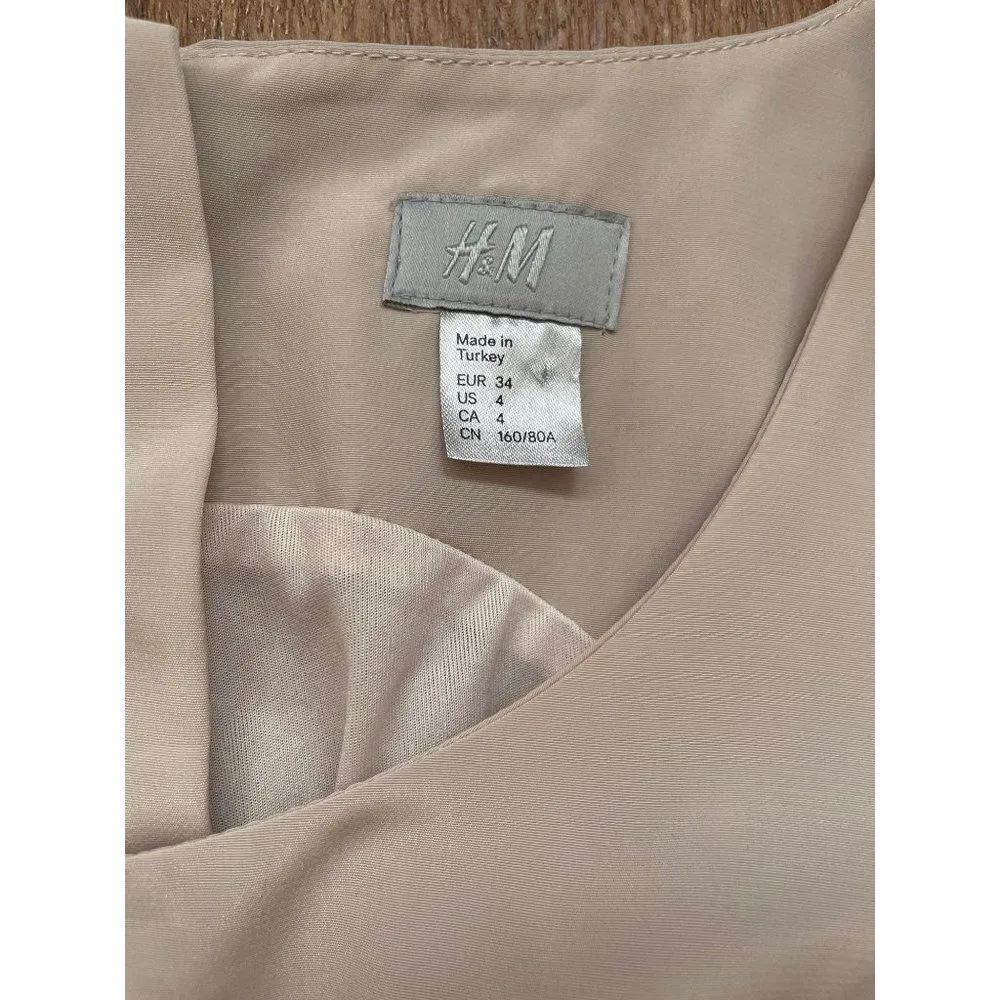 H&M light pink and black color block pleated dress Sz 4 - Image 4