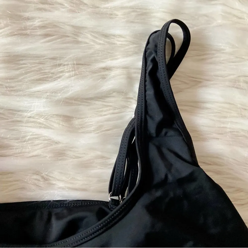 PitPat Black Tank Swing Ruffle Front Adjustable Strap Bikini Top Sz L Size L - Image 18