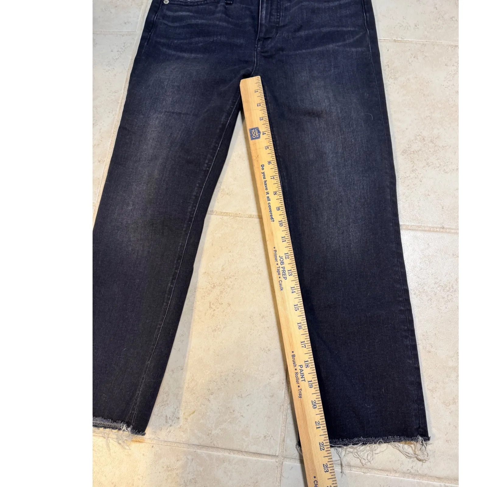 J. Crew 26P Petite 9 Inch Demi Boot Crop Jeans Dark Wash Raw Hem - Image 2