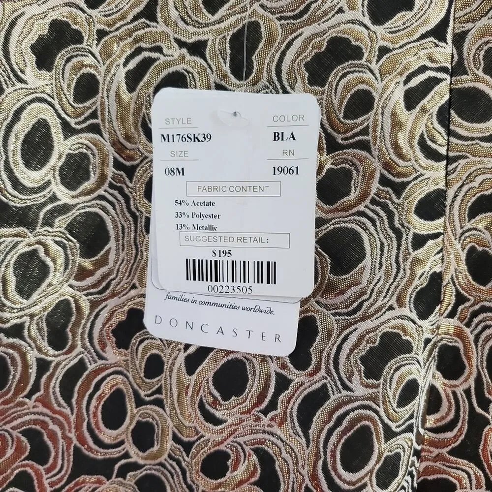 Doncaster Black & Gold Metallic Dressy Circle Skirt Size 8 NWT - Image 5