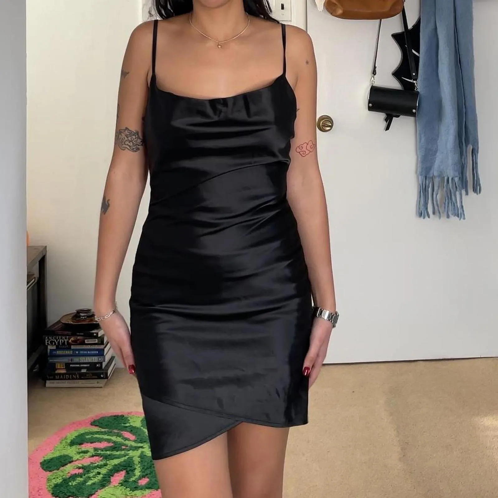 Mini black Cloud Ten dress with cowl neck and ruching. size small #minidress - Image 2