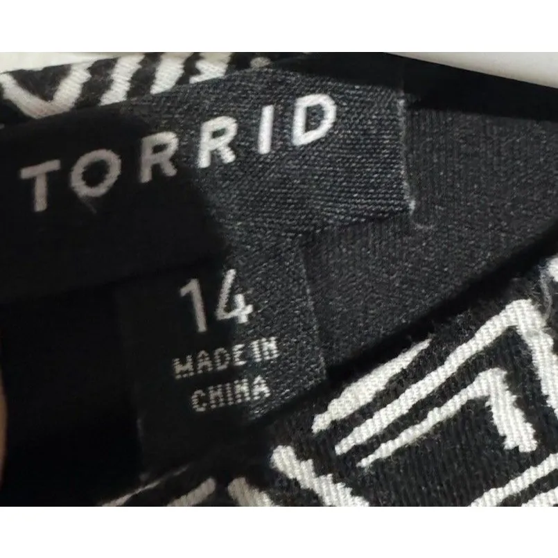 Torrid Womens A Line Dress Black White Chevron Floral Stretch Sleeveless Plus 14 - Image 5