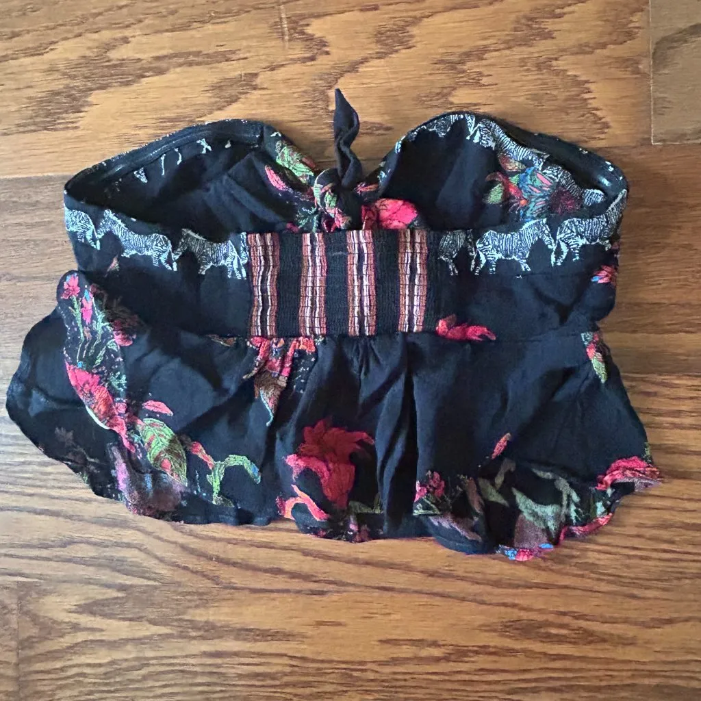 Free People Sunshine Safari Cropped Top Sweetheart Neckline Size 0 Size XS Flora - Image 8