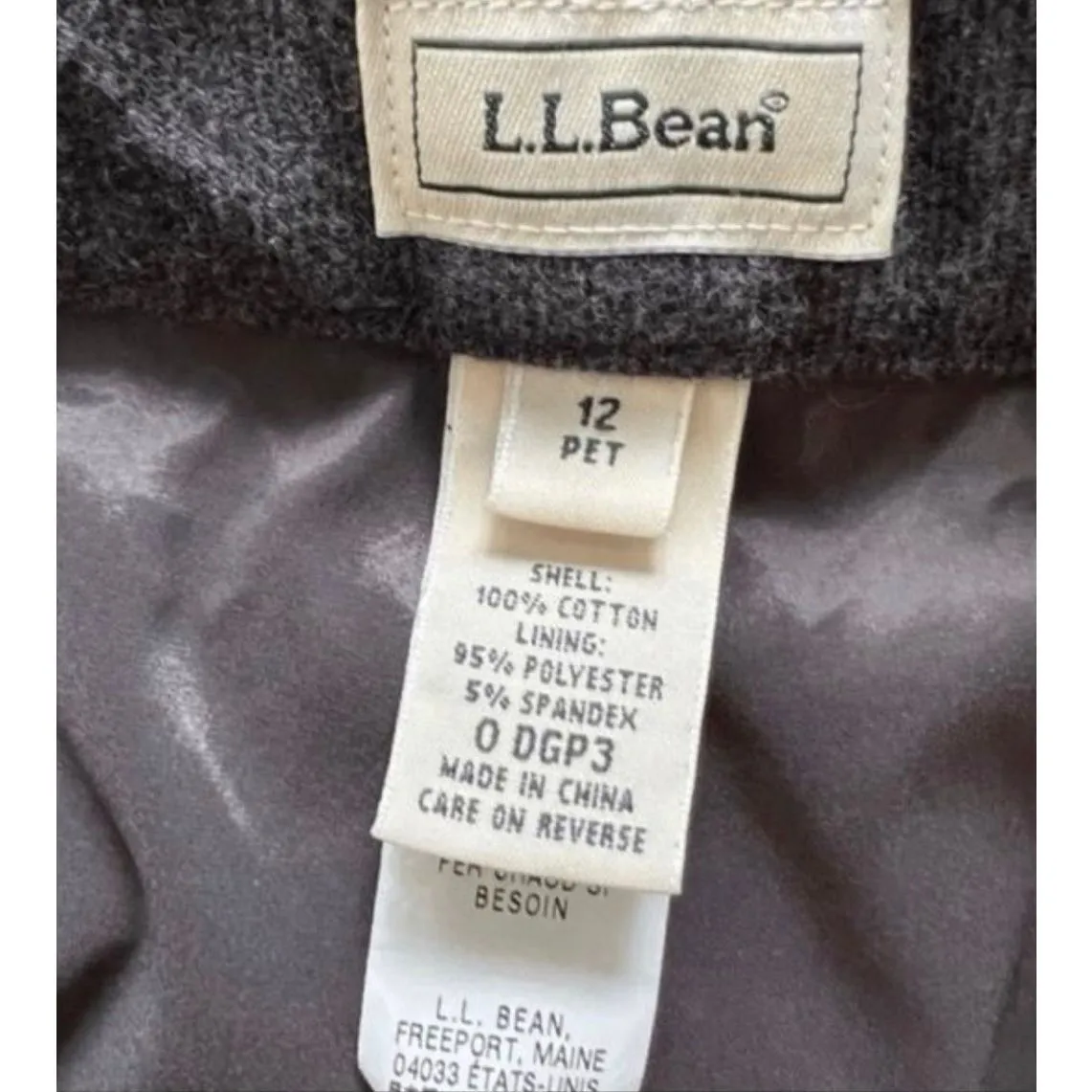 L.L. Bean Women Tweed Gray 100% Cotton Trouser Pants High Rise Size 12 Petite - Image 9