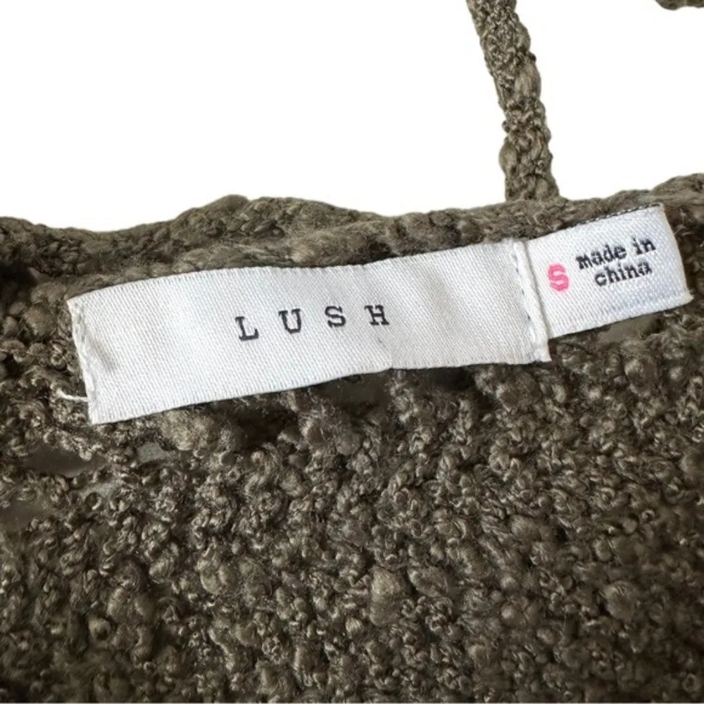 Lush Green Open Knit Boho Bohemian Sleeveless Sweater Style Top Small - Image 5