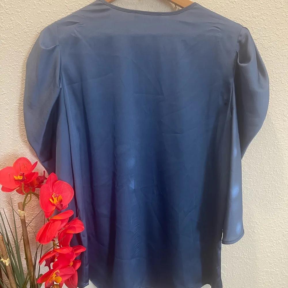 Karl Lagerfeld V Neck Blouse with Puff Sleeve for Women Size M - Image 4