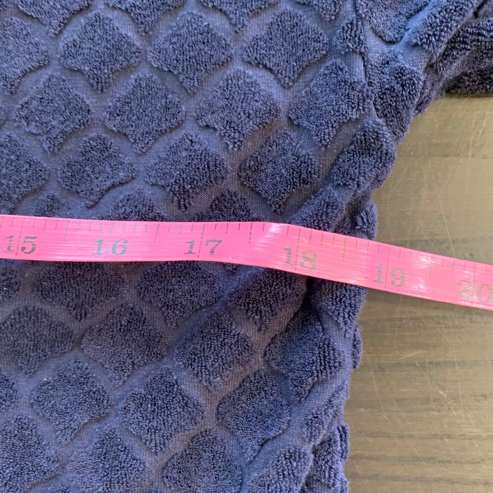 T by Talbots‎ Terry Cloth Navy Diamond Textured V Neck Hooded Pullover Top SP Blue Size undefined - Image 8