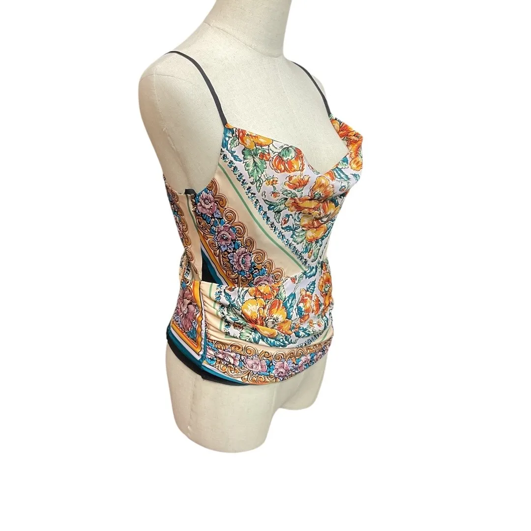 Anthropologie Women's Printed Cowl Neck Cutout Back‎ Floral Blouse Size XS - Image 5