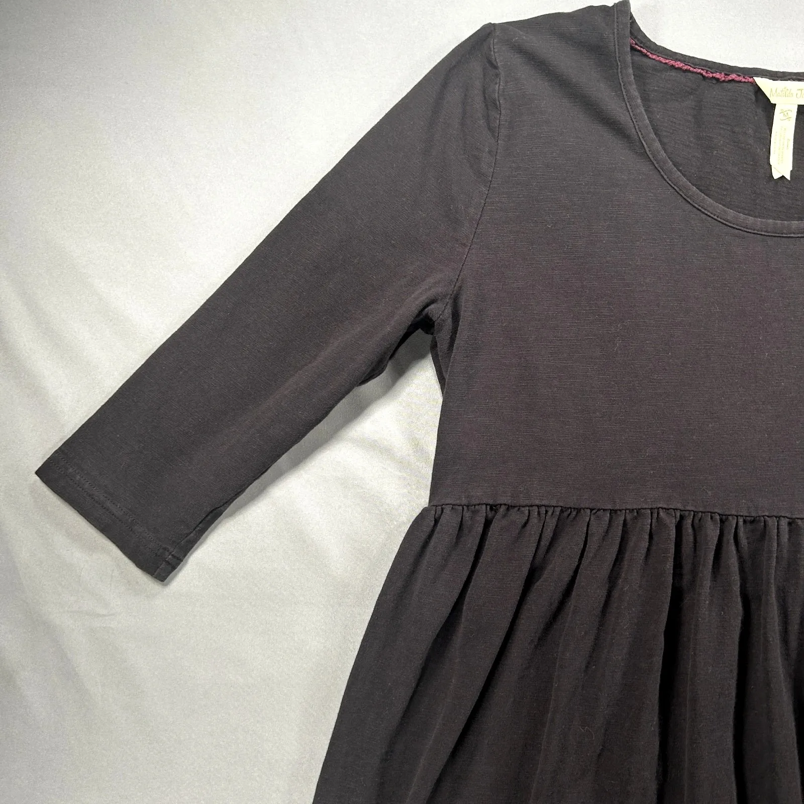 Matilda Jane Discovery Black Cotton‎ Casual Knit Dress 3/4 Sleeve Scoop Neck Med - Image 6