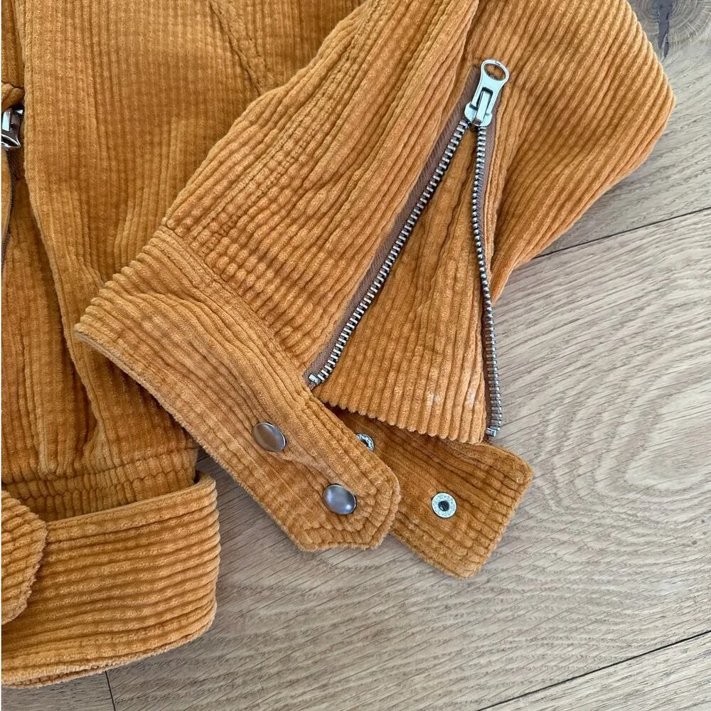 Free People - Slouchy Corduroy Moto Jacket in Orange - Image 3