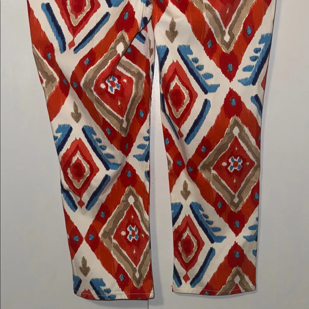 Chico’s Platinum Crop Pants Cropped Boho Ikat Print Women’s Size 1 US 8 - Image 6