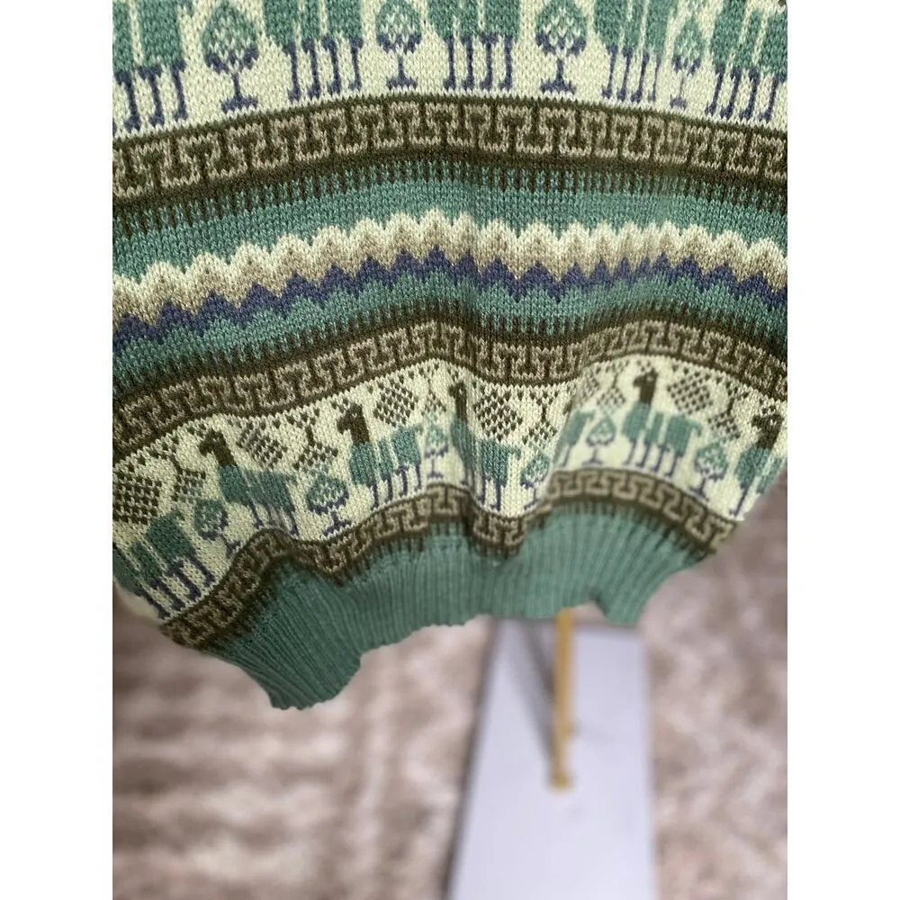 Alpaca Wool Knit Peru Sweater Pincho Poncho Granola Normcore Minimalist Scandi Green Size M - Image 7