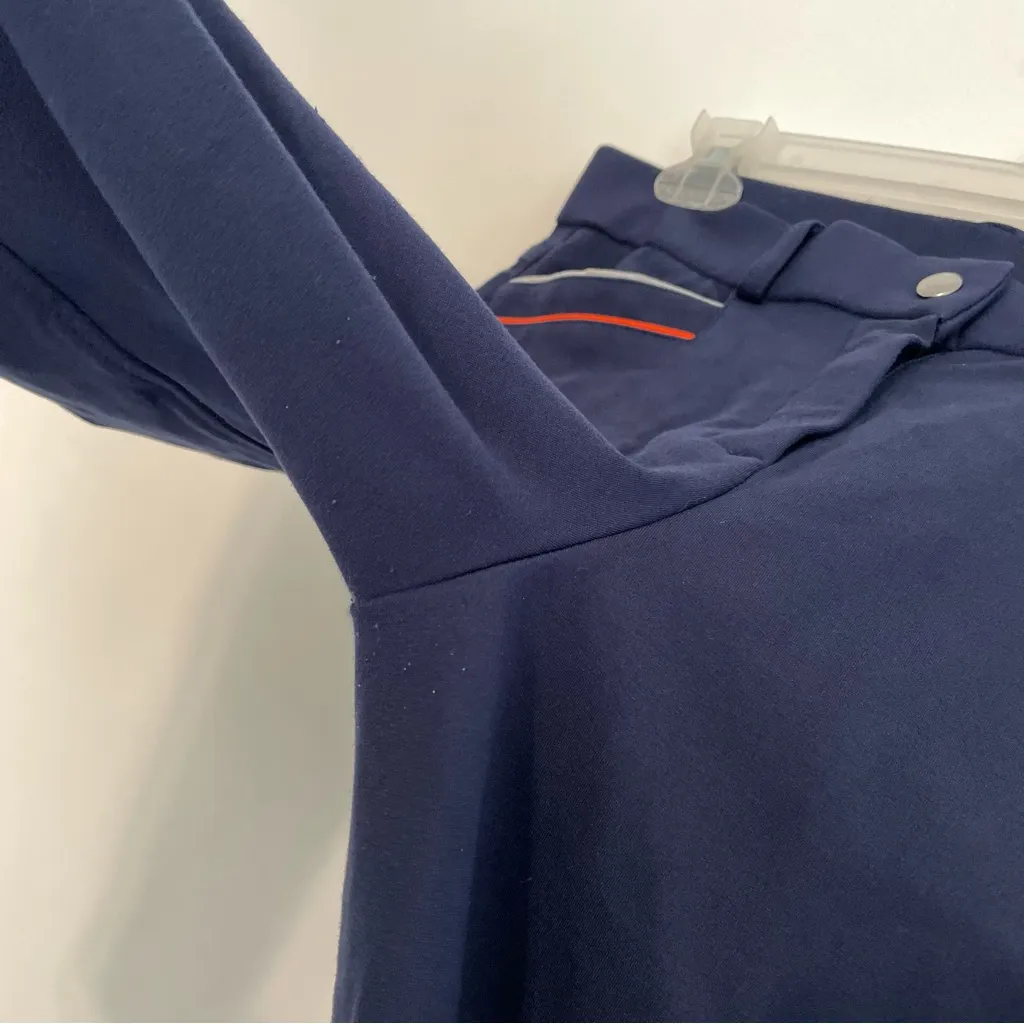 HR FARM Horse Riding Suede Breeches Navy Blue Striped Equestrian Pants Horseback Size 32 - Image 9