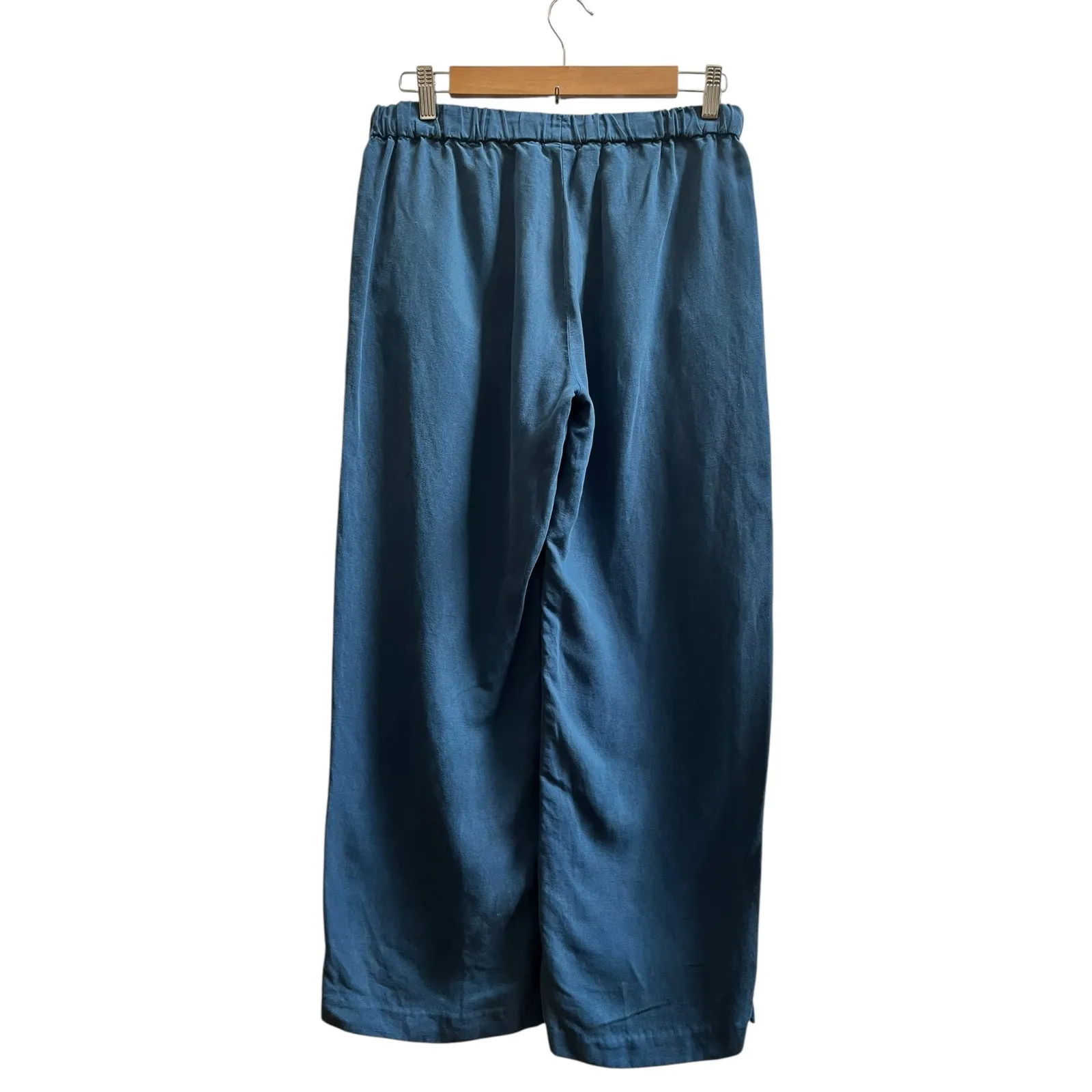 Diega Pantero Blue Linen Blend Pocket Pull On Elastic Waistband Pant Medium - Image 4