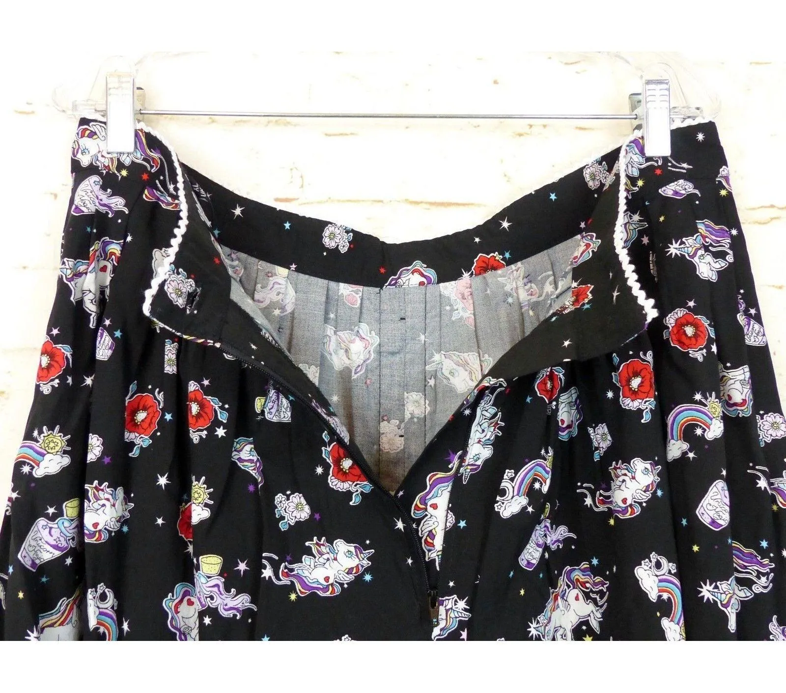 Hell Bunny Skirt Women XL Black Unicorn Rainbow 60s Mod Retro Kidcore Kawaii NWT - Image 12