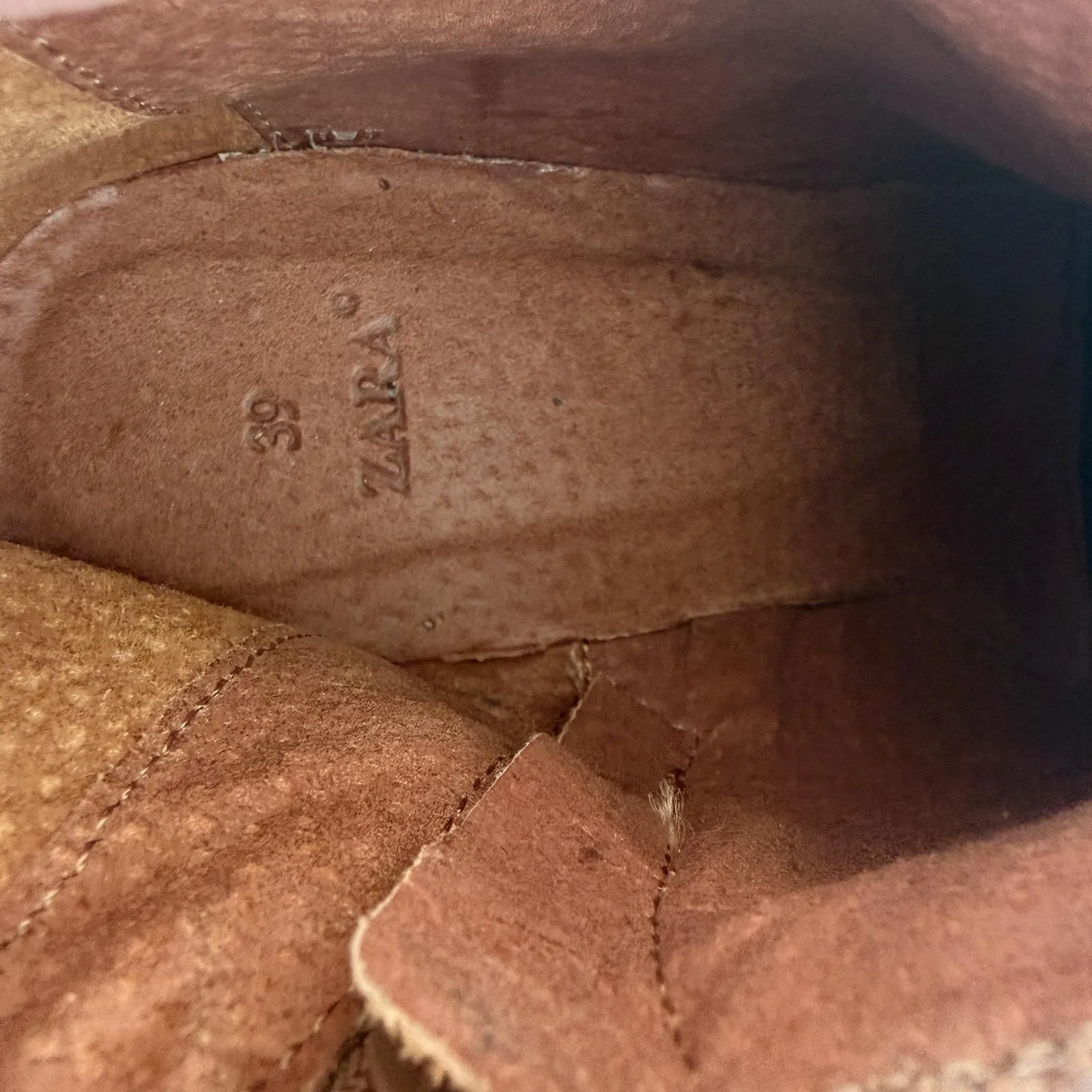 Zara Ankle Booties Womens 39 Brown Tooled Floral Leather Western Y2K Spain Made - Image 10