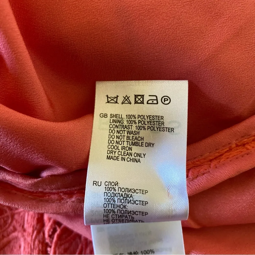 Reiss Rebbie coral salmon pink lace dress size 10 - Image 4