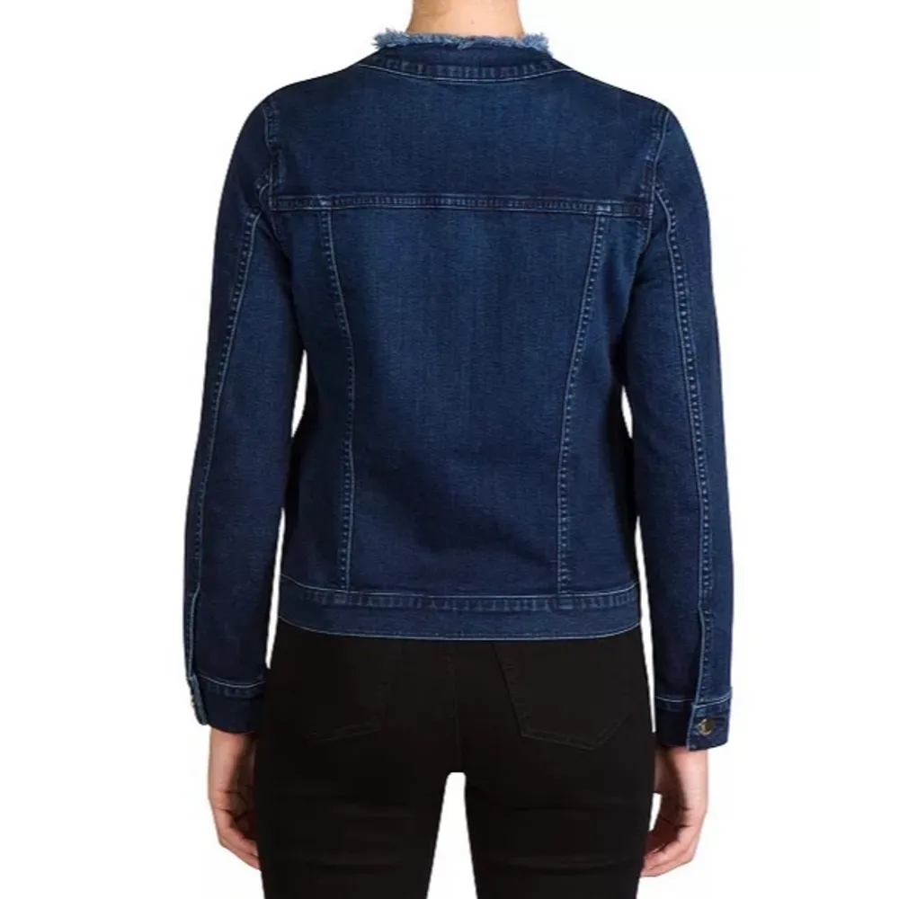 JEN7  Collarless Denim Jacket with Frayed Detail Size 3X NWT - Image 3