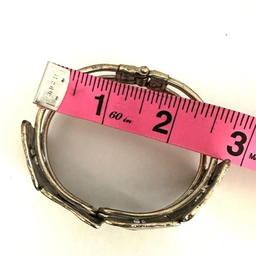 Silver and gold tone hinged bangle bracelet - Image 5