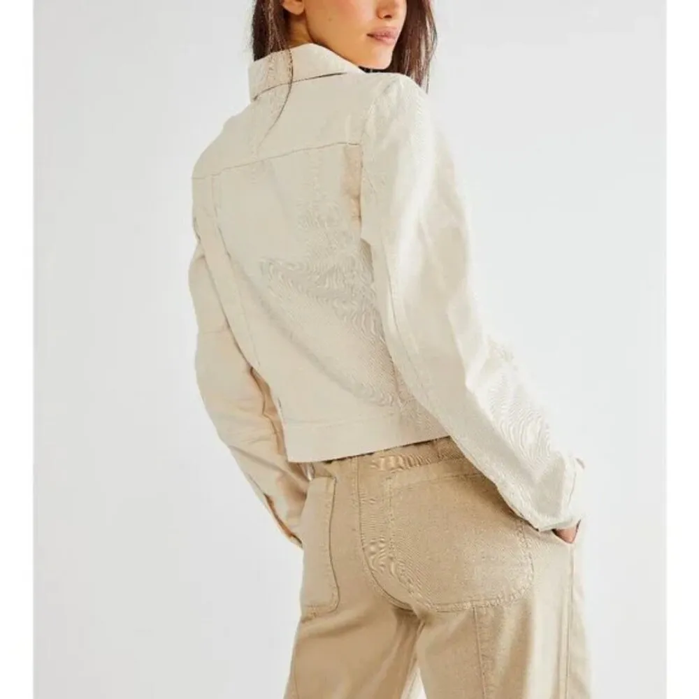 FREE PEOPLE NWT Rumors Denim Jacket / Ecru - XS - Image 5