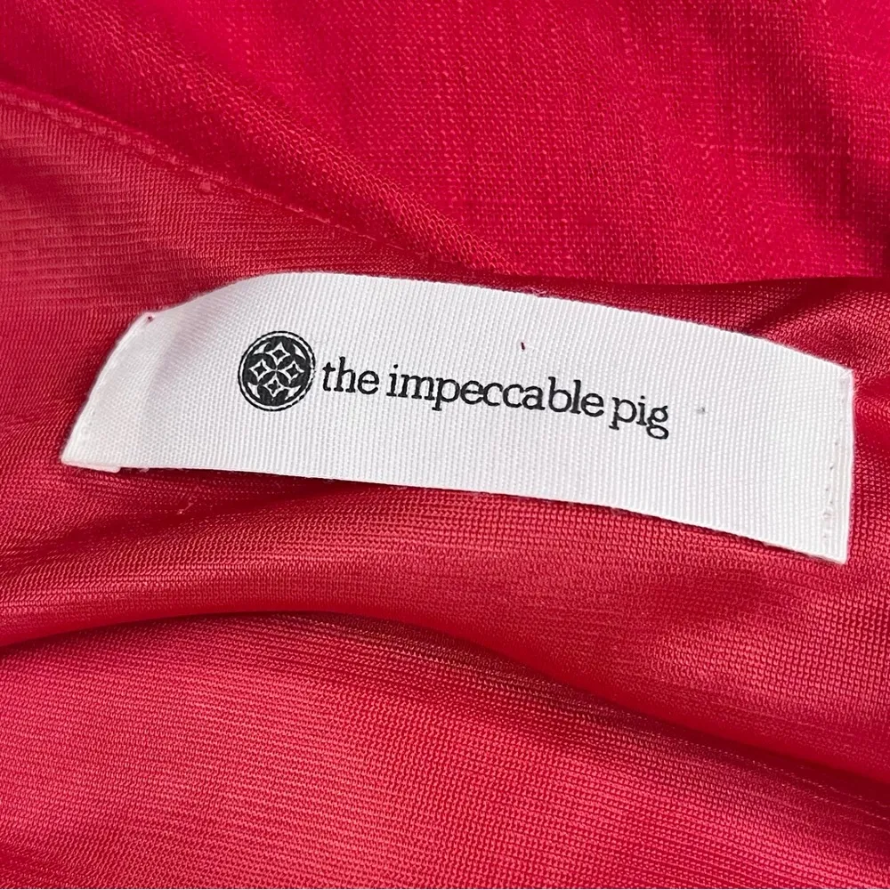 THE IMPECCABLE PIG Red Linen Blend Wrap V-Neck Mini Dress XS NWT - Image 8