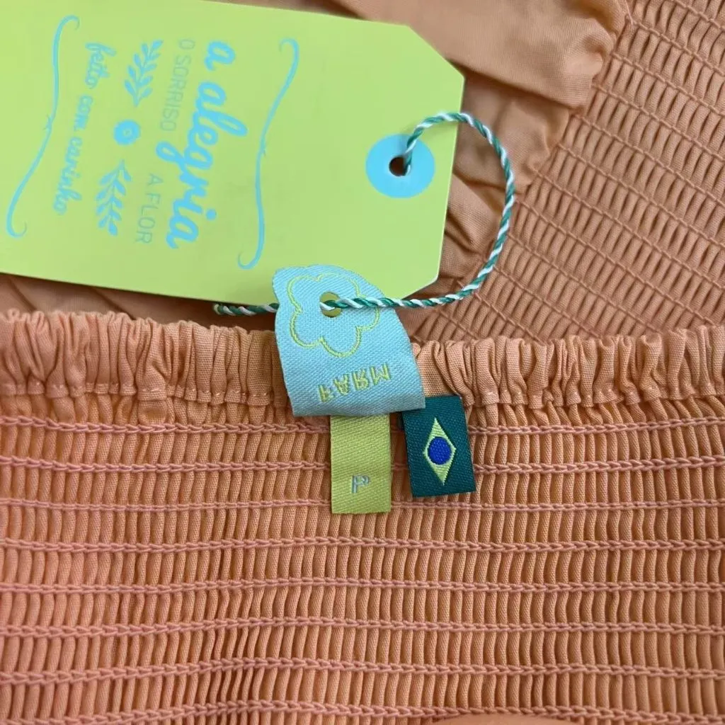 NWT Farm Rio Gathered Drop Waist Maxi Dress Size S Orange Cotton - Image 10