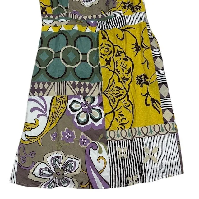 CAbi‎ #107 Patchwork Print Dress Beaded Neckline Sleeveless Casual Colorful Sz 8 - Image 9