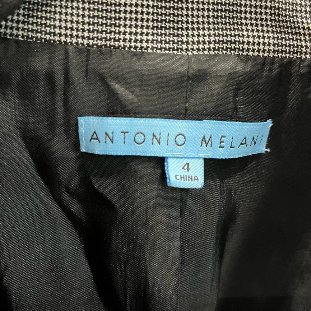 Antonio Melani Stripe Houndstooth One Button Blazer Shoulder Pads - Image 2