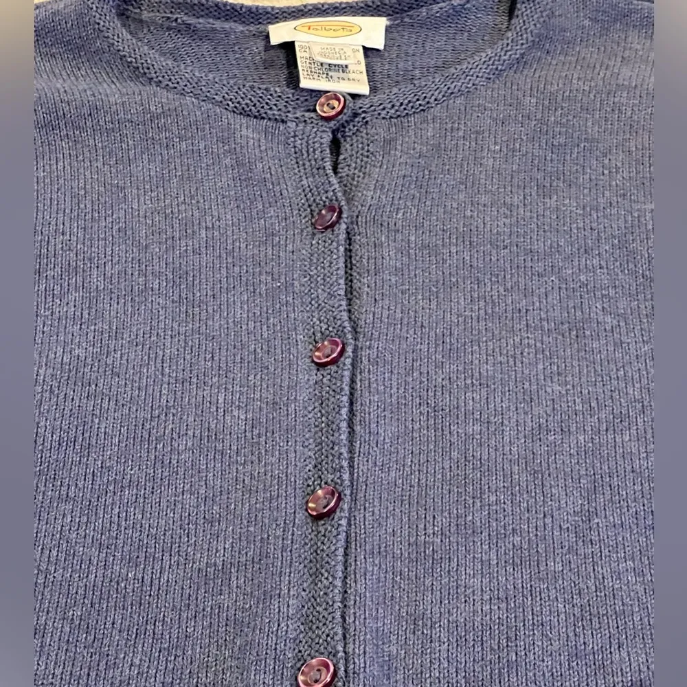 Talbots  Women's Medium Blue Classic Button Up Cardigan Crew Neckline‎ Sweater - Image 7