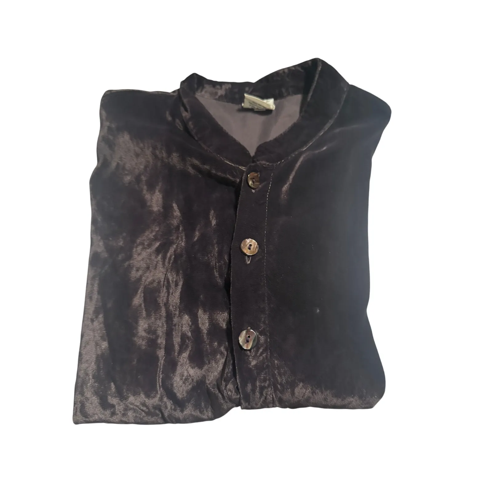 CP Shades Velvet Button-Front Top — Dark Purple / Aubergine — Size S - Image 5