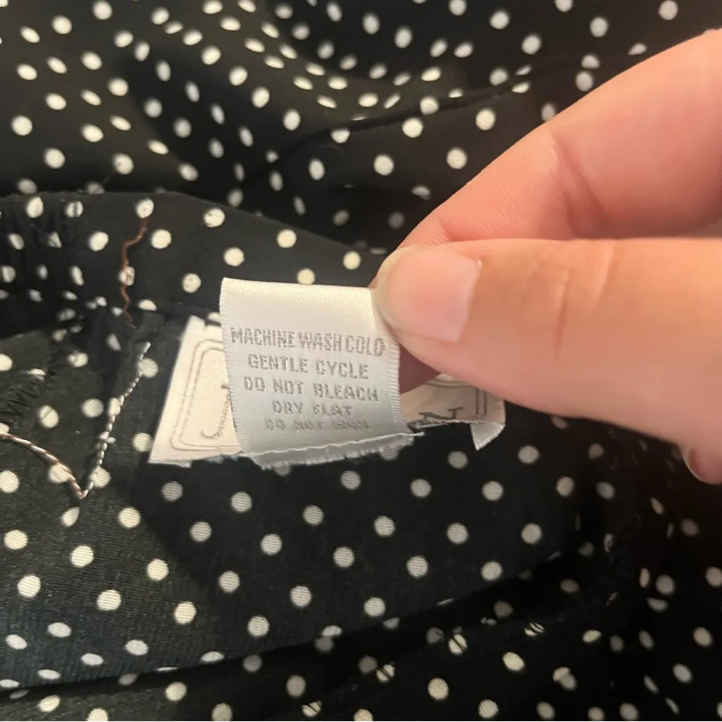 Vintage 90s Jordan black white polka dot maxi skirt asymmetrical hem size large - Image 6
