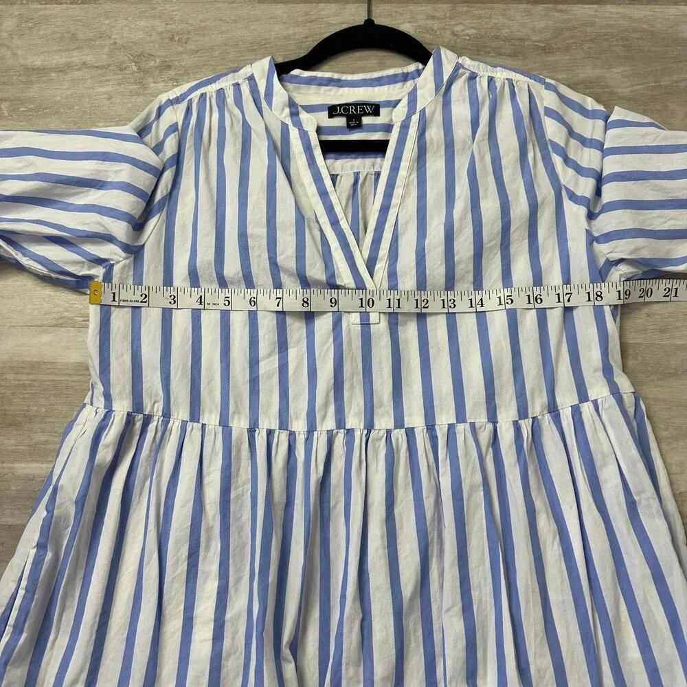 J.Crew Tiered Cotton Poplin Mini Dress in Barrie Stripe Size Small BP851 - Image 7